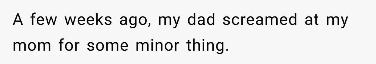A few weeks ago, my dad screamed at my mom for some minor thing.