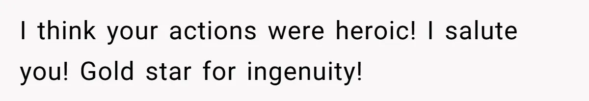 I think your actions were heroic! I salute you! Gold star for ingenuity!