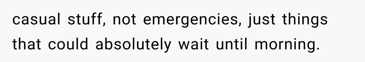 casual stuff, not emergencies, just things that could absolutely wait until morning.