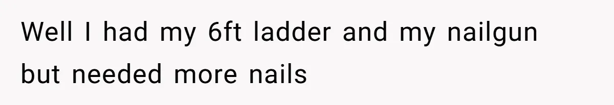Well I had my 6ft ladder and my nailgun but needed more nails