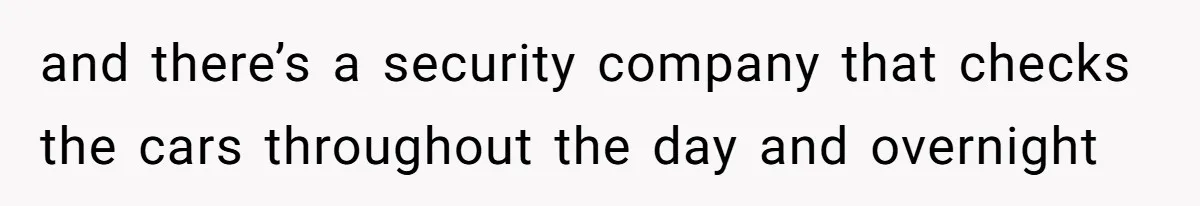 and there’s a security company that checks the cars throughout the day and overnight