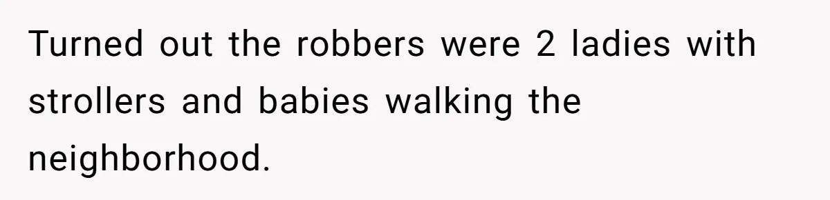 Turned out the robbers were 2 ladies with strollers and babies walking the neighborhood.