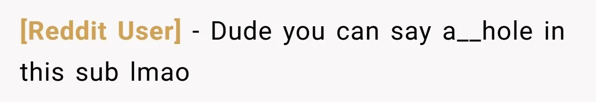 [Reddit User] − Dude you can say a__hole in this sub lmao