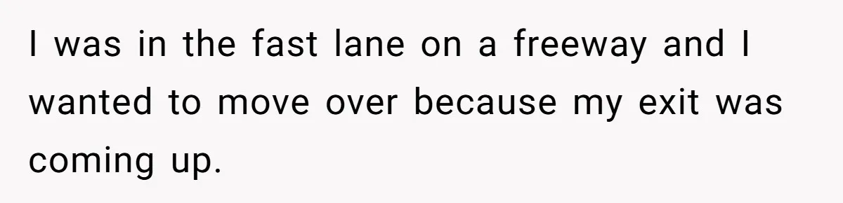 I was in the fast lane on a freeway and I wanted to move over because my exit was coming up.