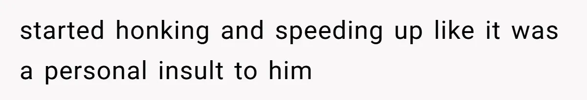 started honking and speeding up like it was a personal insult to him