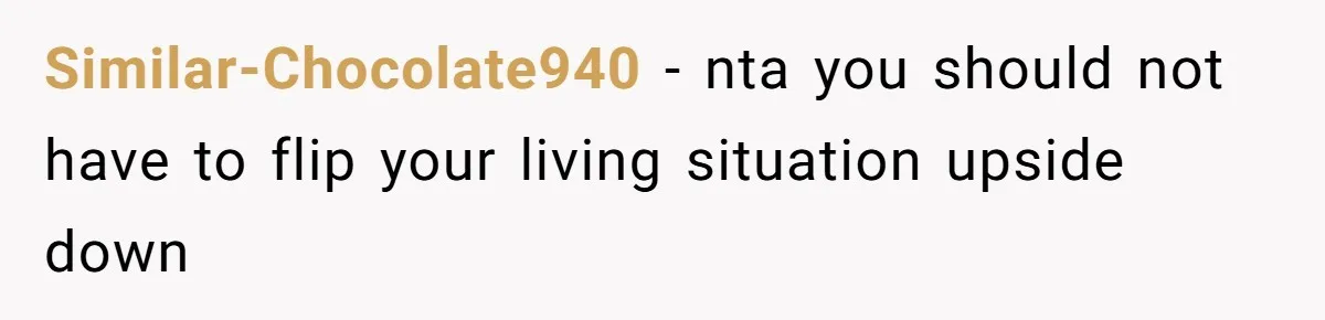 Similar-Chocolate940 − nta you should not have to flip your living situation upside down