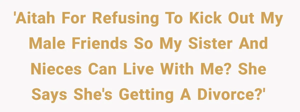 'AITAH for refusing to kick out my male friends so my sister and nieces can live with me? She says she's getting a divorce?'