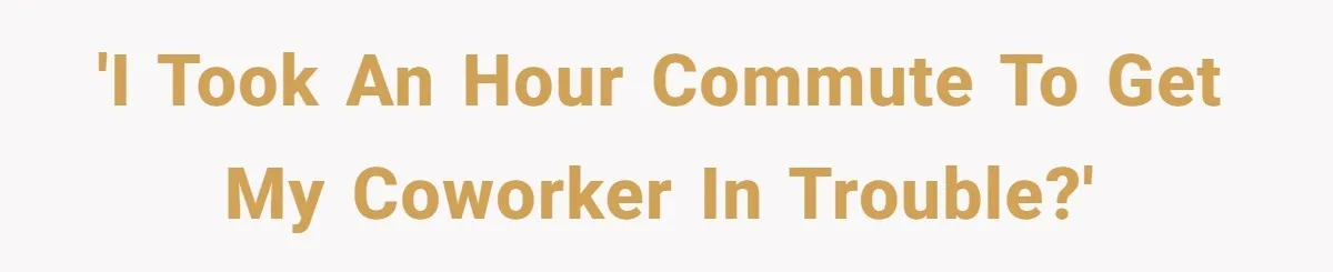 'I Took an Hour Commute To Get My Coworker in Trouble?'