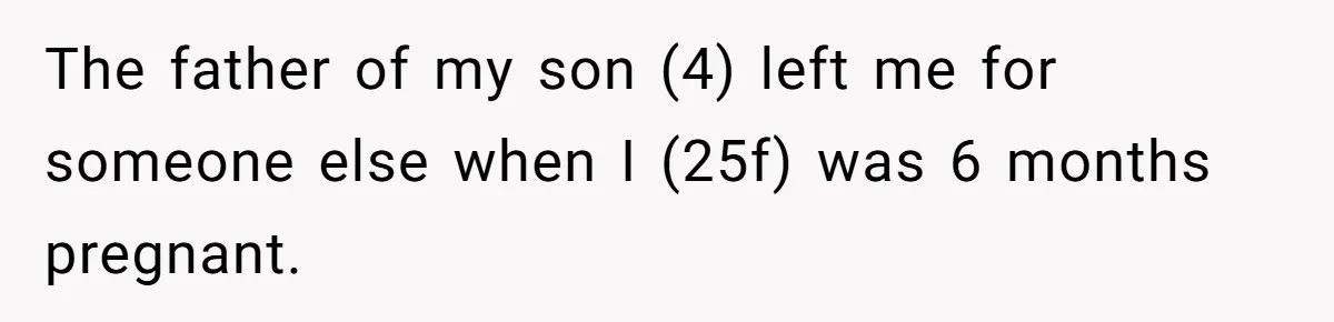 The father of my son (4) left me for someone else when I (25f) was 6 months pregnant.