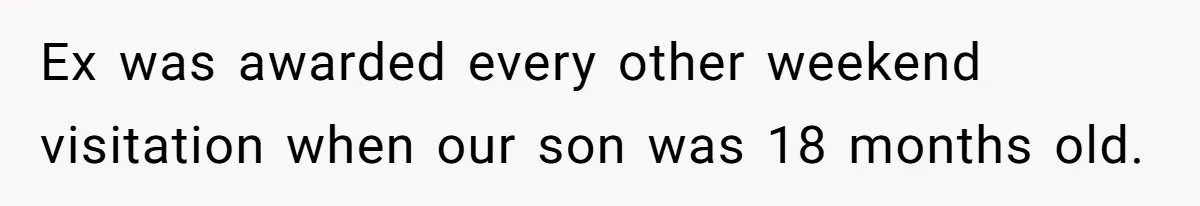 Ex was awarded every other weekend visitation when our son was 18 months old.