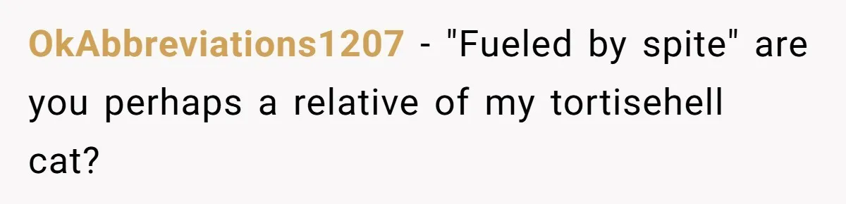 OkAbbreviations1207 − "Fueled by spite" are you perhaps a relative of my tortisehell cat?