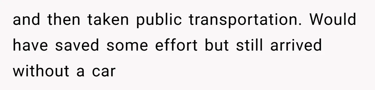 and then taken public transportation. Would have saved some effort but still arrived without a car