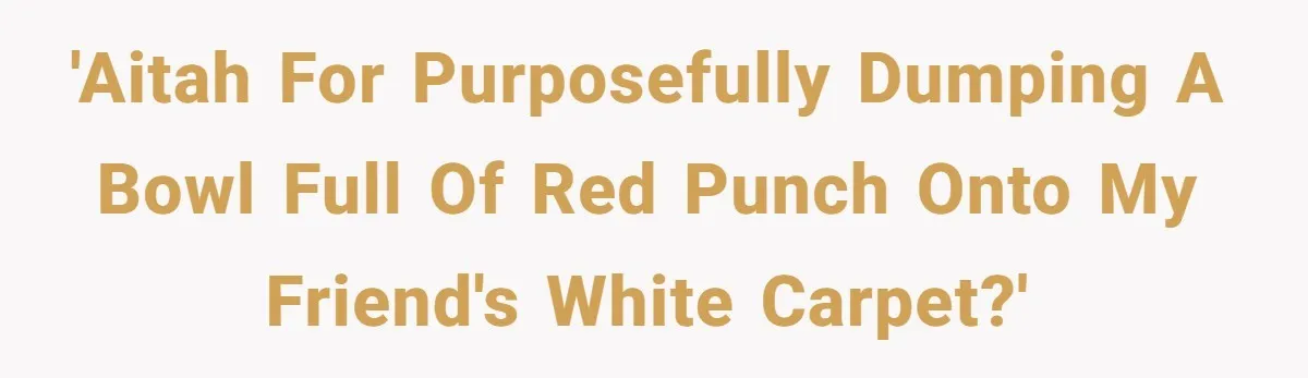 'AITAH for purposefully dumping a bowl full of red punch onto my friend's white carpet?'