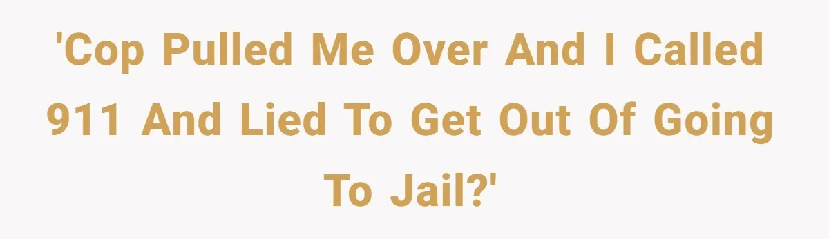 'Cop pulled me over and I called 911 and lied to get out of going to jail?'