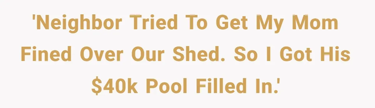 'Neighbor tried to get my mom fined over our shed. So I got his $40K pool filled in.'