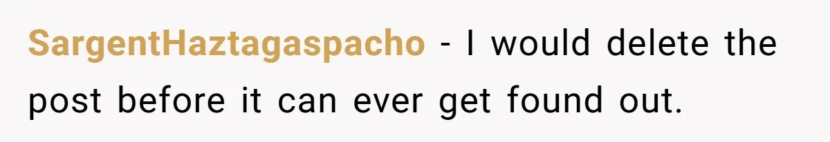 SargentHaztagaspacho − I would delete the post before it can ever get found out.