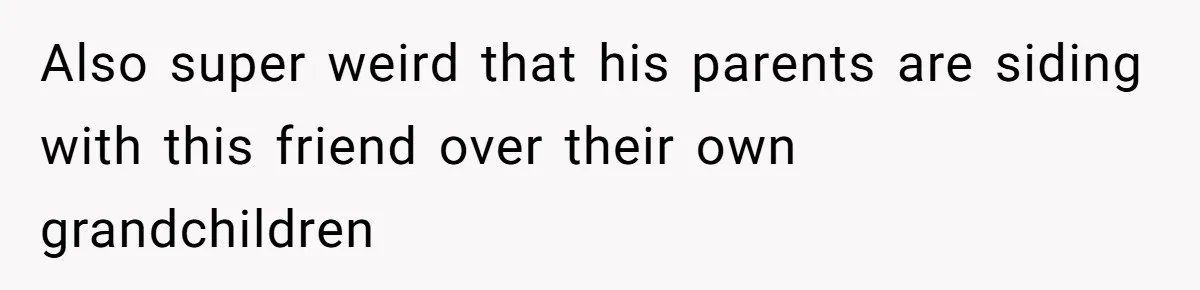Also super weird that his parents are siding with this friend over their own grandchildren
