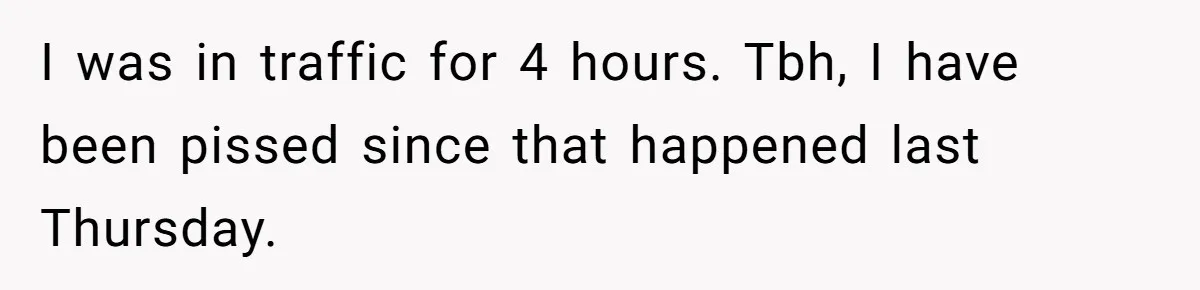 She Told Her Sister She’s Selfish After Refusing To Help With Kids, And Then Canceled The Engagement Party I was in traffic for 4 hours. Tbh, I have been pissed since that happened last Thursday.