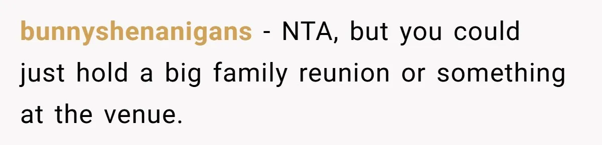Dad Wants His Daughter To Pay Back The Wedding Costs After She Cheated, But She Thinks He’s Cruel bunnyshenanigans − NTA, but you could just hold a big family reunion or something at the venue.