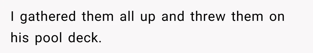 Neighbor Throws Bones Over the Fence, But This Man’s Petty Revenge Leaves Him Speechless I gathered them all up and threw them on his pool deck.