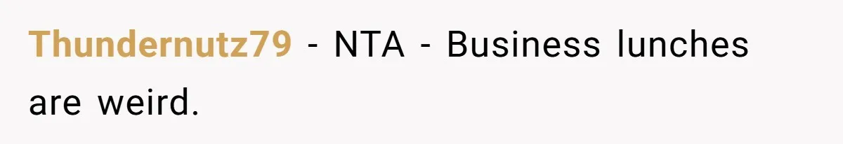 Thundernutz79 − NTA - Business lunches are weird.