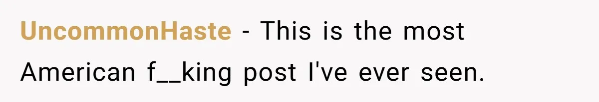 UncommonHaste − This is the most American f__king post I've ever seen.