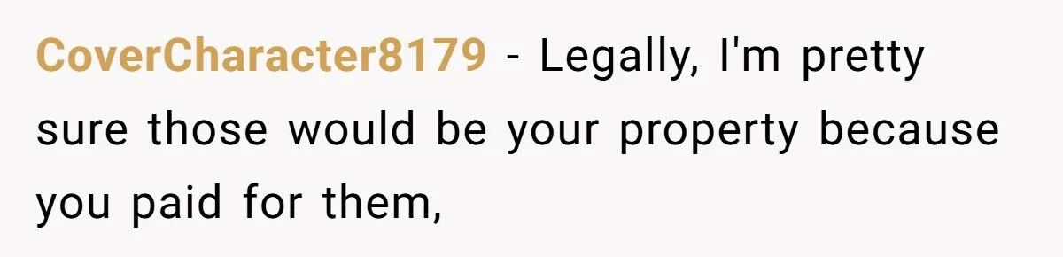 CoverCharacter8179 − Legally, I'm pretty sure those would be your property because you paid for them,