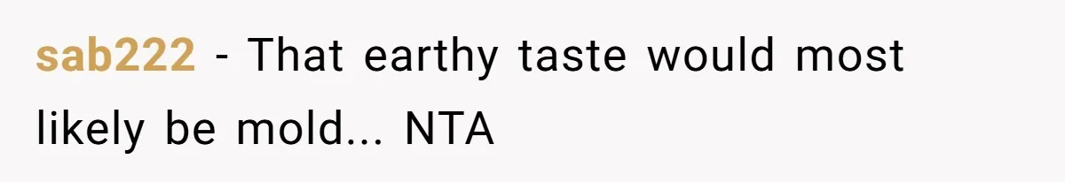 sab222 − That earthy taste would most likely be mold... NTA