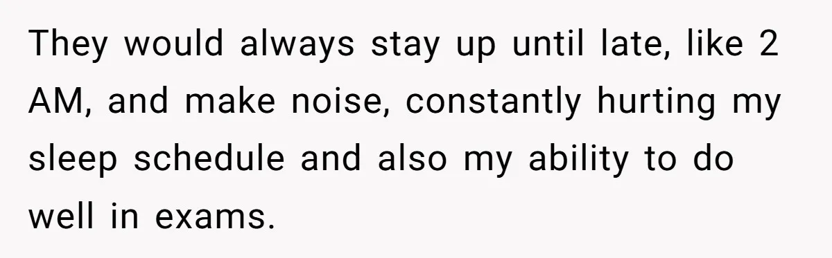Roommates Leave The Kitchen A Mess, So She Decides To Feed The Ants Before Moving Out They would always stay up until late, like 2 AM, and make noise, constantly hurting my sleep schedule and also my ability to do well in exams.