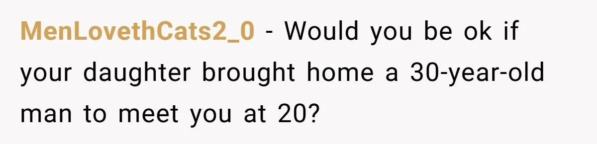 MenLovethCats2_0 − Would you be ok if your daughter brought home a 30-year-old man to meet you at 20?