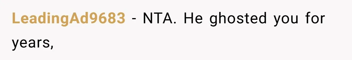 LeadingAd9683 − NTA. He ghosted you for years,