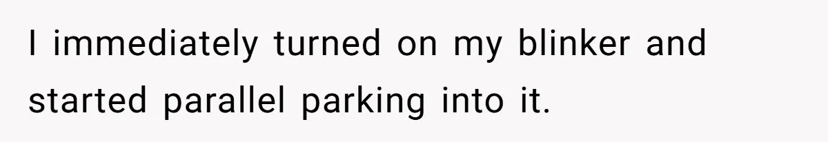 I immediately turned on my blinker and started parallel parking into it.