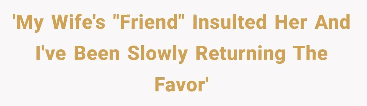 'My wife's "friend" insulted her and I've been slowly returning the favor'