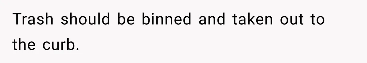 Trash should be binned and taken out to the curb.