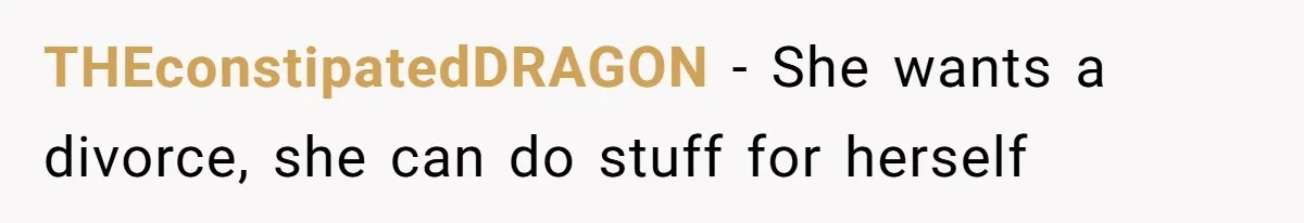 THEconstipatedDRAGON − She wants a divorce, she can do stuff for herself