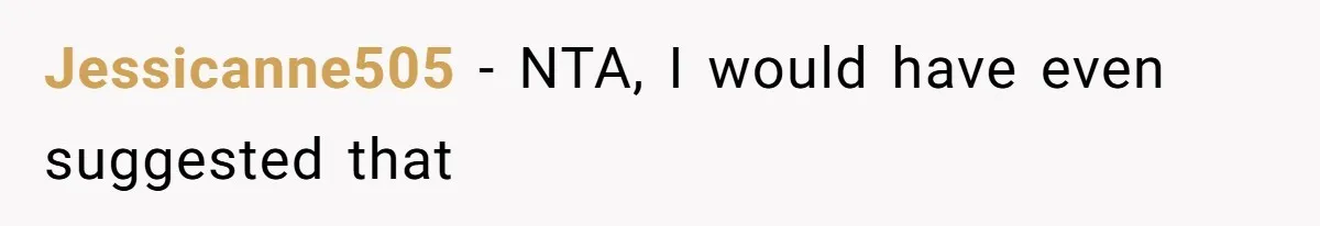 Jessicanne505 − NTA, I would have even suggested that