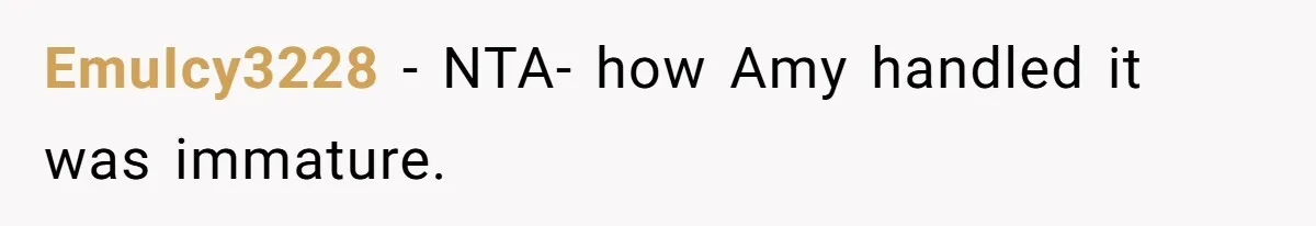 EmuIcy3228 − NTA- how Amy handled it was immature.