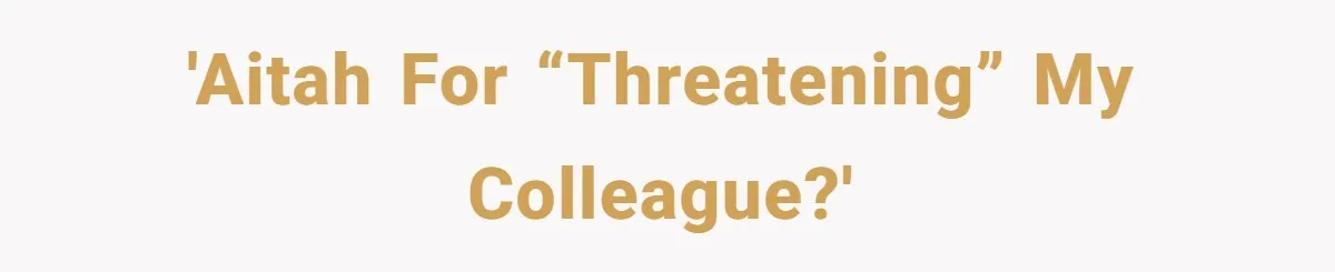 'AITAH for “threatening” my colleague?'