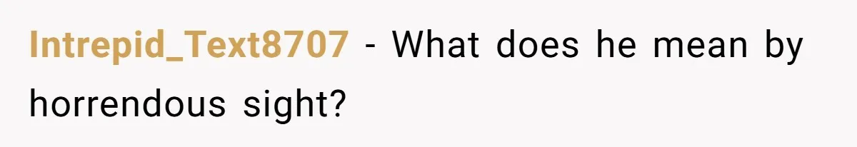 Intrepid_Text8707 − What does he mean by horrendous sight?