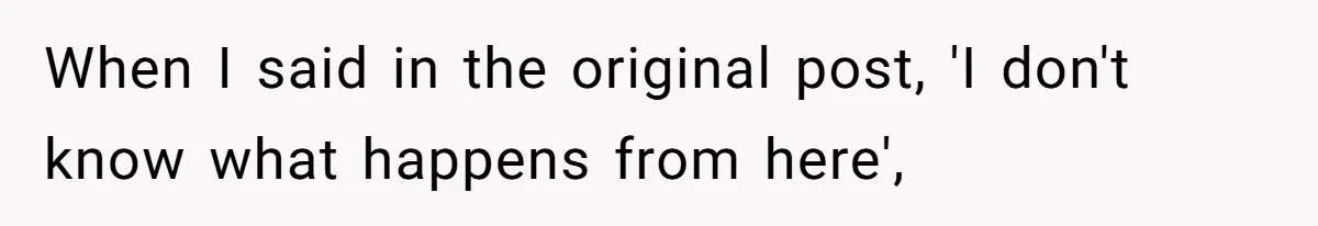 When I said in the original post, 'I don't know what happens from here',
