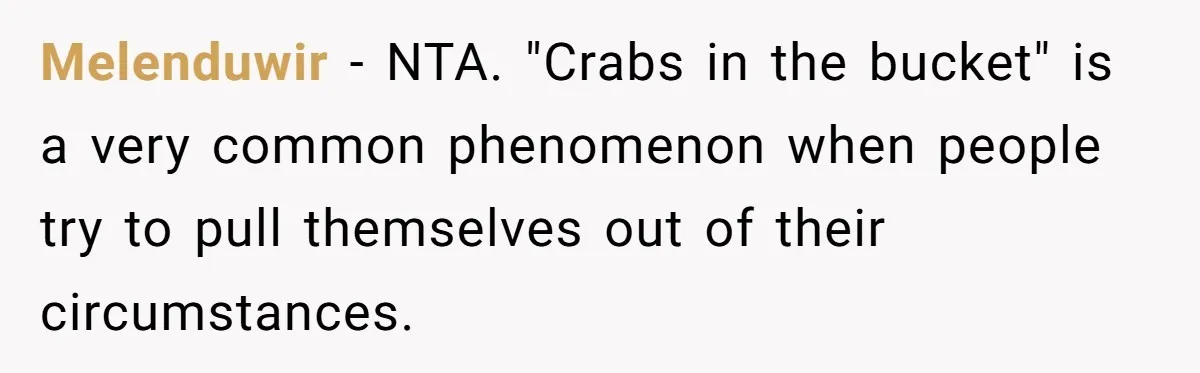 Melenduwir − NTA. "Crabs in the bucket" is a very common phenomenon when people try to pull themselves out of their circumstances.