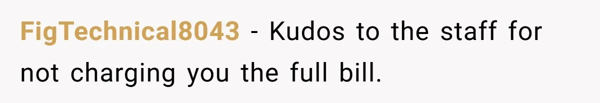 FigTechnical8043 − Kudos to the staff for not charging you the full bill.