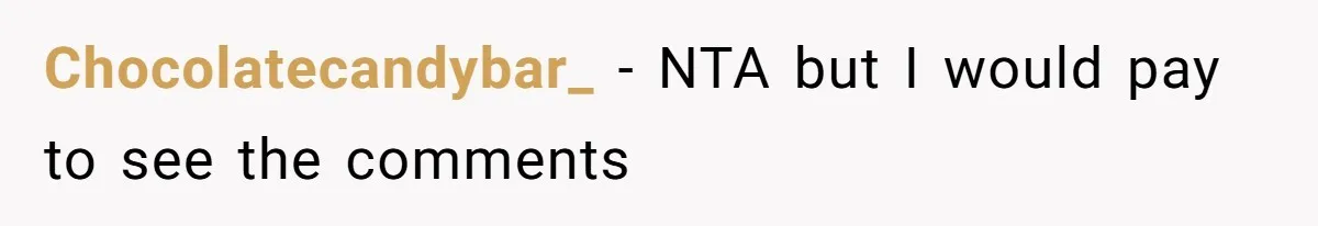 Chocolatecandybar_ − NTA but I would pay to see the comments