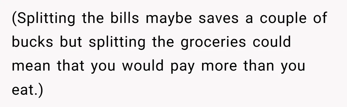 Woman Refuses Desperate Single Mom Move In Request With Newborn Baby (Splitting the bills maybe saves a couple of bucks but splitting the groceries could mean that you would pay more than you eat.)