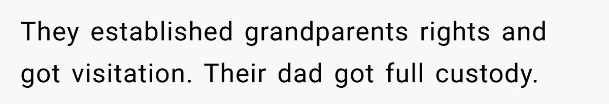 They established grandparents rights and got visitation. Their dad got full custody.