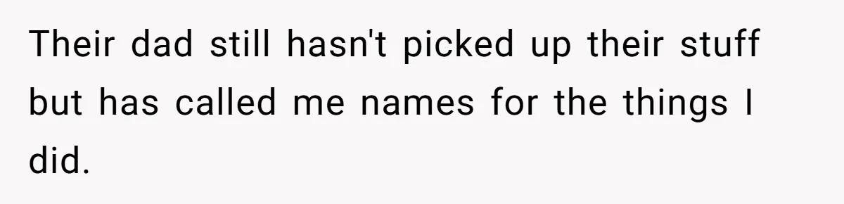Their dad still hasn't picked up their stuff but has called me names for the things I did.