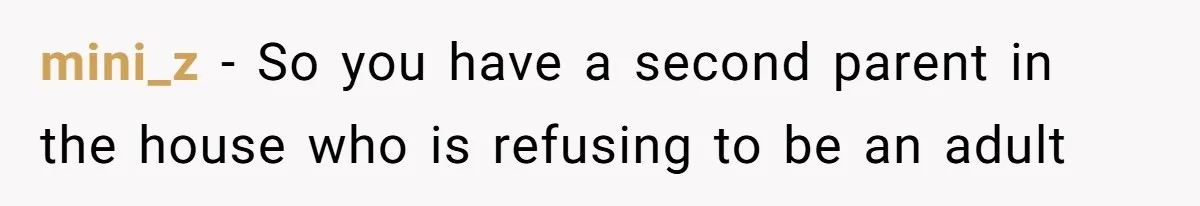 mini_z − So you have a second parent in the house who is refusing to be an adult