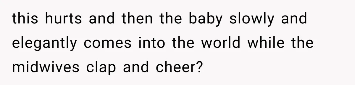 this hurts and then the baby slowly and elegantly comes into the world while the midwives clap and cheer?