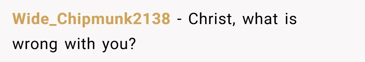 Wide_Chipmunk2138 − Christ, what is wrong with you?