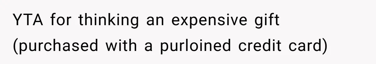 YTA for thinking an expensive gift (purchased with a purloined credit card)